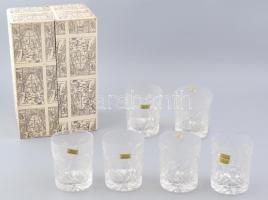 Parádi kristály pohár, 6db, hibátlan, dobozban. M: 9,5 cm, etikettel jelzett.