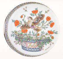 Hutschenreuther porcelán dísztányér, 12 db, Ole Winther terve, madarak, matricás, jelzett, eredeti d...