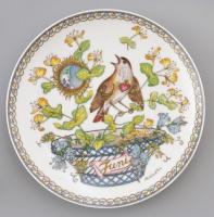 Hutschenreuther porcelán dísztányér, 12 db, Ole Winther terve, madarak, matricás, jelzett, eredeti d...