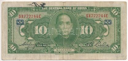 Kínai Köztársaság / Sanghaj 1928. 10$ SX 772244 E T:III firka Republic of China / Shanghai 1928. 10 Dollars SX 772244 E C:F doodle Krause P#197