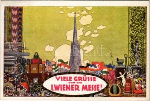 Wien, Vienna, Bécs; Viele Grüsse von der I. Wiener Messe / International Trade Fair in Vienna. Verlag A. Göth. Art Nouveau