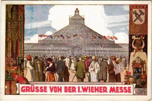Wien, Vienna, Bécs; Grüsse von der I. Wiener Messe / International Trade Fair in Vienna. Verlag A. Göth. Art Nouveau