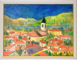 Molnár Bertalan (1933-): Szentendre. Olaj, farost, jelzett, hátoldalán a művész bélyegzőjével, fakeretben, 45×60 cm
