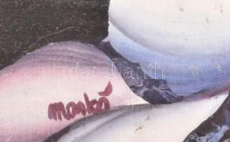 Markó Erzsébet (1947-): Sziget. Olaj, farost, jelezve balra lent, üvegezett fakeretben, 40x80 cm