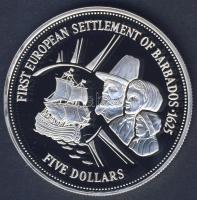 Barbados 1995. 5$ Ag "Első európai bevándorlók" T:PP Csak 15.000db!
