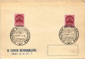 Magyarország. Kárpátalja + "1940 IX. Filprok Bélyegkiállítás Budapest" So. Stpl (EK)