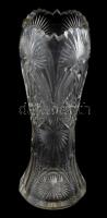 Ólomkristály váza, lepattanásokkal, m: 26,5 cm
