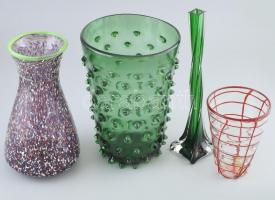 4 db kézzel készített üveg váza, hibátlan, m: 15-30 cm