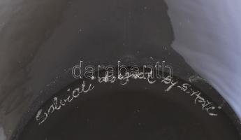 Murano Salviati, S. Asti tojás formájú üveg váza, jelzett, hibátlan, m: 13 cm