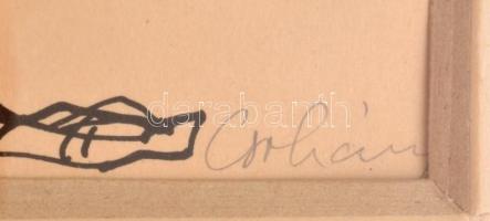 Csohány Kálmán (1925-1980): Befogtak a terek, kronosz. Tus, papír, jelezve jobbra lent, üvegezett fa...