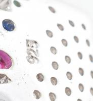 Ezüst(Ag) veneziener nyaklánc kövekkel gazdagon kirakott medállal, jelzett, h: 40 cm, medál: 4,5 cm,...