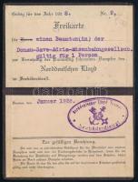 1928 Bremen (Bréma), a Norddeutscher Lloyd hajótársaság szabadjegye a Donau-Save-Adria Eisenbahn-Gesellschaft (korábban Südbahn-Gesellschaft / Déli Vaspályatársaság) osztrák vasúttársaság tagja számára