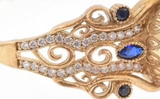 Aranyozott ezüst(Ag) ékszeróra, quartz, működik, jelzett, bruttó: 29,83 g