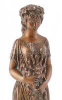 R. Kiss Lenke (1926 - ): Flóra. 1980 körül. Öntött, patinázott bronz, márvány talapzaton. Jelzett M:...