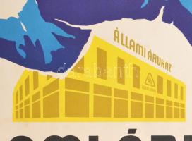 Húsvétra ajándékot az Állami Áruházból. Plakát, cca 1960. Mohrluder Vilmos grafikája. Hajtásnyomokka...