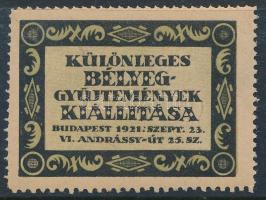 1921 Különleges bélyeggyűjtemények kiállítása levélzáró