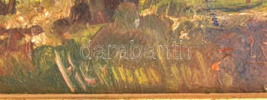 Herman Lipót (1884-1972): Kirándulók. Olaj, karton, jelezve balra lent. Üvegezett fakeretben, 25×34 ...