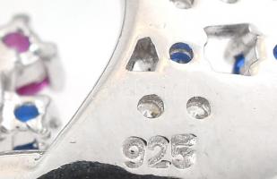 Ezüst(Ag) fülbevalópár kövekkel gazdagon kirakva, jelzett, h: 4 cm, bruttó: 9,6 g