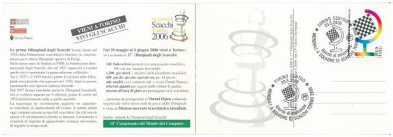 2006 Torino, 37e Olimpiadi degli Scacchi / 37. Sakkolimpia kinyitható képeslapja / 37th Chess Olympi...