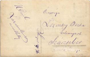 1909 Bánffyhunyad, Huedin; Lakatos Andor orvostanhallgató saját fényképe egy koponyával / medical st...