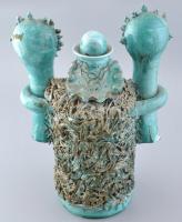 Csavlek Etelka (1947-): Juhász. Festett, mázas kerámia, jelzett, apró lepattanásokkal. m: 42 cm