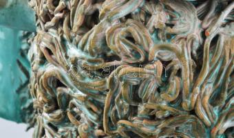 Csavlek Etelka (1947-): Juhász. Festett, mázas kerámia, jelzett, apró lepattanásokkal. m: 42 cm