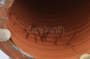 Csavlek Etelka (1947-): Juhász. Festett, mázas kerámia, jelzett, apró lepattanásokkal. m: 42 cm