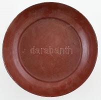 Lakkozott fa tálka. XIX. sz. India. Üveggyöngyökkel, kézzel festett, laparonyozott, kopott, repedése...