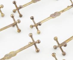 Ezüst (Ag) 12 darabos késbak, jelzett: 1867-1872 közötti Diannás jelzéssel, h: 10 cm, nettó: 374 g