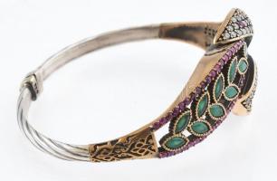 Ezüst(Ag) karperec kövekkel gazdagon kirakva, jelzett, 6×5 cm, bruttó: 26 g