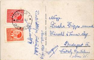 1941 Eszék, Essegg, Osijek; Alexandrova ulica, Tramvajska stanica / street, tram station, kiosk shop...