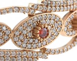 Ezüst(Ag) kövekkel gazdagon kirakott karperec, jelzett, 5,5×5,5 cm, bruttó: 17 g