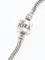 Ezüst(Ag) karkötő charmokkal, Pandora jelzéssel, h: 22,5 cm, bruttó: 32,6 g