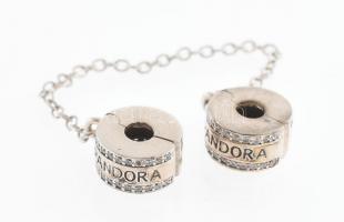 Ezüst(Ag) biztonsági lánc karkötőre, Pandora jelzéssel, bruttó: 5,3 g