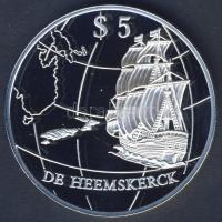 Új-Zéland 1996. 5$ Ag "De Heemskerck-hajó" T:PP Csak 18.000db!