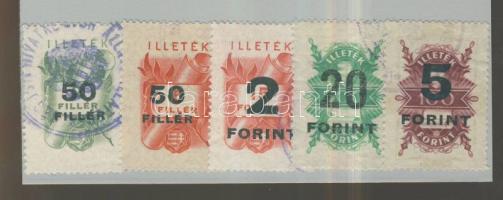 1951Forint-fillér illeték átértékelés, komplett sor 5é