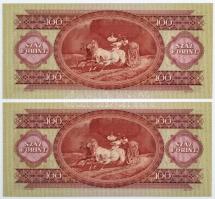 1949. 100Ft (2x) sorszámkövetők "B 897 065407 - B 897 065408" T:I / Hungary 1949. 100 Fori...