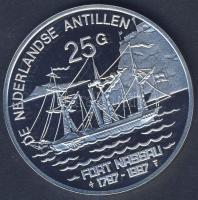 Holland Antillák 1997. 25G Ag "Fort Nassau-gőzöshajó" T:PP Csak 15.000db!
