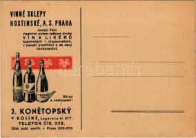 Vinné sklepy hostinské A.S. Praha. J. Konetopsky / Czech wine advertisement card (EK)