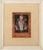 Olasz mázas kerámia falikép. Jelzett (L. A. Montorsi?). Sérült. Fakeretben, 20×15 cm