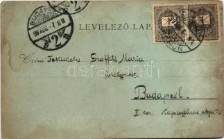 1899 (Vorläufer) Zimony, Semlin, Zemun; vasútállomás este. Johann Pulyo kiadása / railway station at...