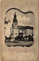 1903 Nagyszombat, Tyrnau, Trnava; Plébániatemplom és Szt. József szobor. Horovitz Adolf kiadása / church and statue. Art Nouveau (EK)