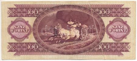 1984. 100Ft "B 581 247888", hátlapon látványos nyomdai papírránccal T:III Adamo F35