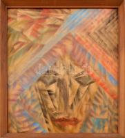 Ruzicskay György (1896-1993): Absztrakt arc. Vegyes technika, papír, jelzett, üvegezett fakeretben, 41x36 cm / mixed technique on paper, signed, framed