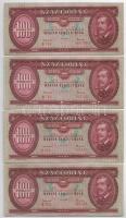 1962. 100Ft (4x) T:I,I- Hungary 1962. 100 Forint (4x) C:UNC,AU Adamo F31