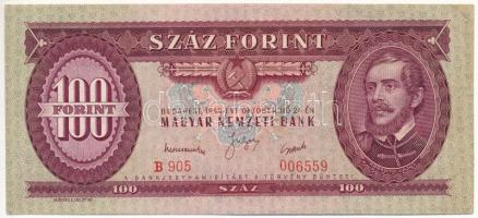 1949. 100Ft nyomdai papírráncokkal B 905 006559 T:I,I-  Hungary 1949. 100 Forint with printing creases B 905 006559 C:UNC,AU Adamo F28
