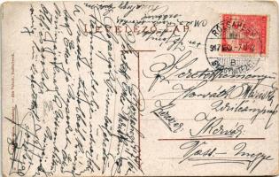 1917 Rózsahegy, Ruzomberok; vasútállomás. Valuch János kiadása / railway station (kopott sarkak / wo...