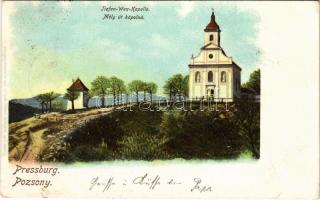 1902 Pozsony, Pressburg, Bratislava; Mély út kápolna / Tiefen Weg Kapelle / chapel. Heliocolorkarte von Ottmar Zieher (EK)