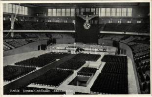 1936 Berlin, Deutschlandhalle, Innenansicht / NSDAP German Nazi propaganda, interior, swastika (EB)