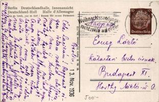 1936 Berlin, Deutschlandhalle, Innenansicht / NSDAP German Nazi propaganda, interior, swastika (EB)